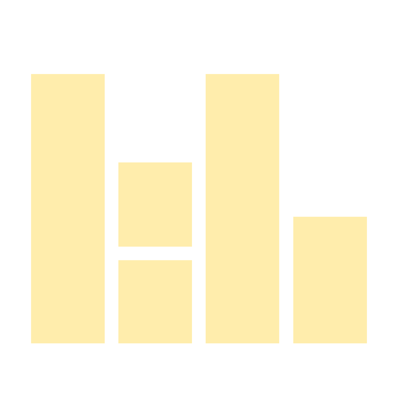 Set of yellow rectangular blocks on a white background
