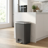 EKO Hana 70L Step Pedal Trash Bin | Soft Close Lid Climate-Proof Polypropylene with Wheels | EK6388-70L-GR