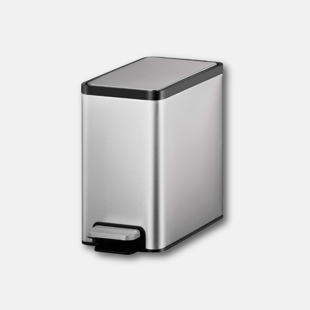 EKO 6L Wahroom Step Pedal Bin | Soft Close Lid Fingerprint-Resistant Stainless Steel | EK9138-6L-MMT