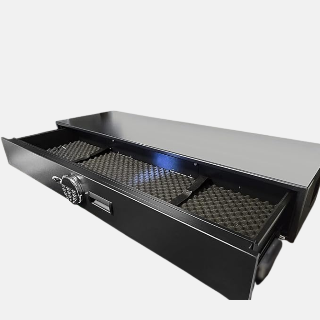 Proway Under-Bed Biometric Drawer Safe | Heavy-Duty Steel Electronic Keypad | SDG-118EGH3