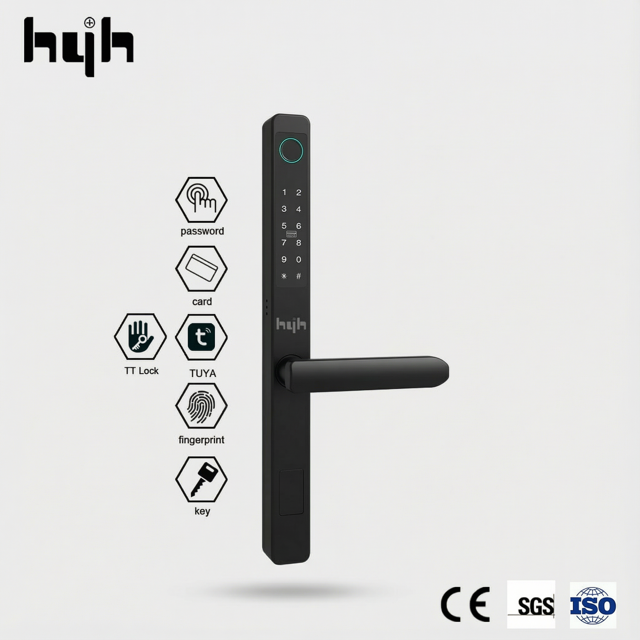 HYH Smart Lever Door Lock | Fingerprint PIn Card TT Bluetooth |  HC-X2