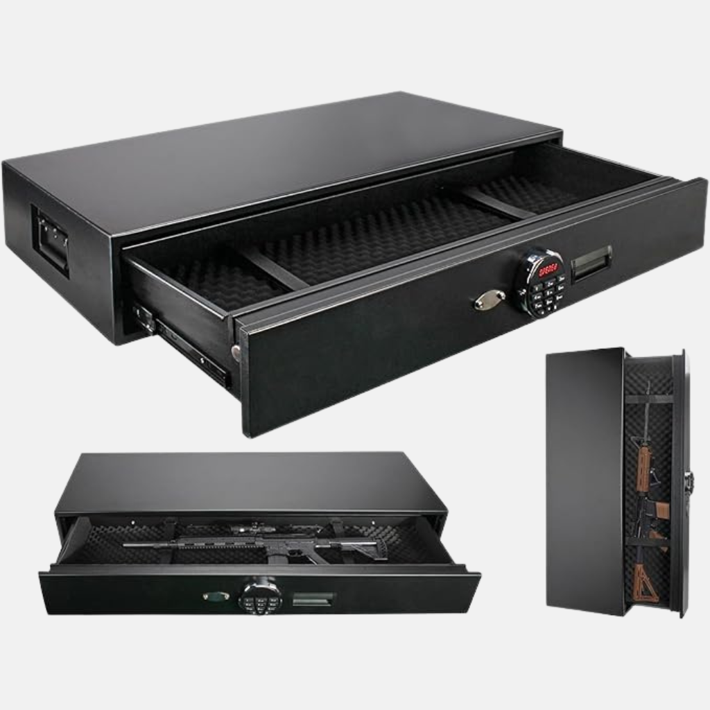 Proway Under-Bed Biometric Drawer Safe | Heavy-Duty Steel Electronic Keypad | SDG-118EGH3
