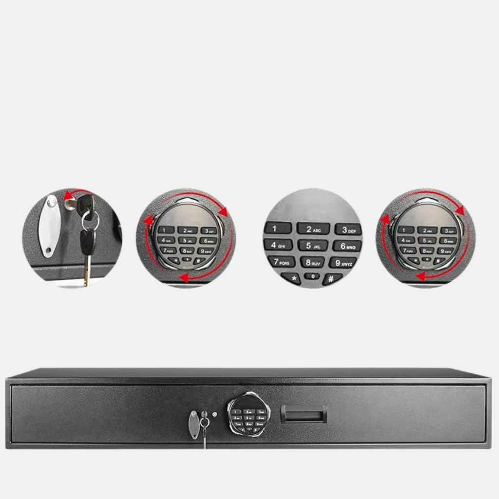 Proway Under-Bed Biometric Drawer Safe | Heavy-Duty Steel Electronic Keypad | SDG-118EGH3