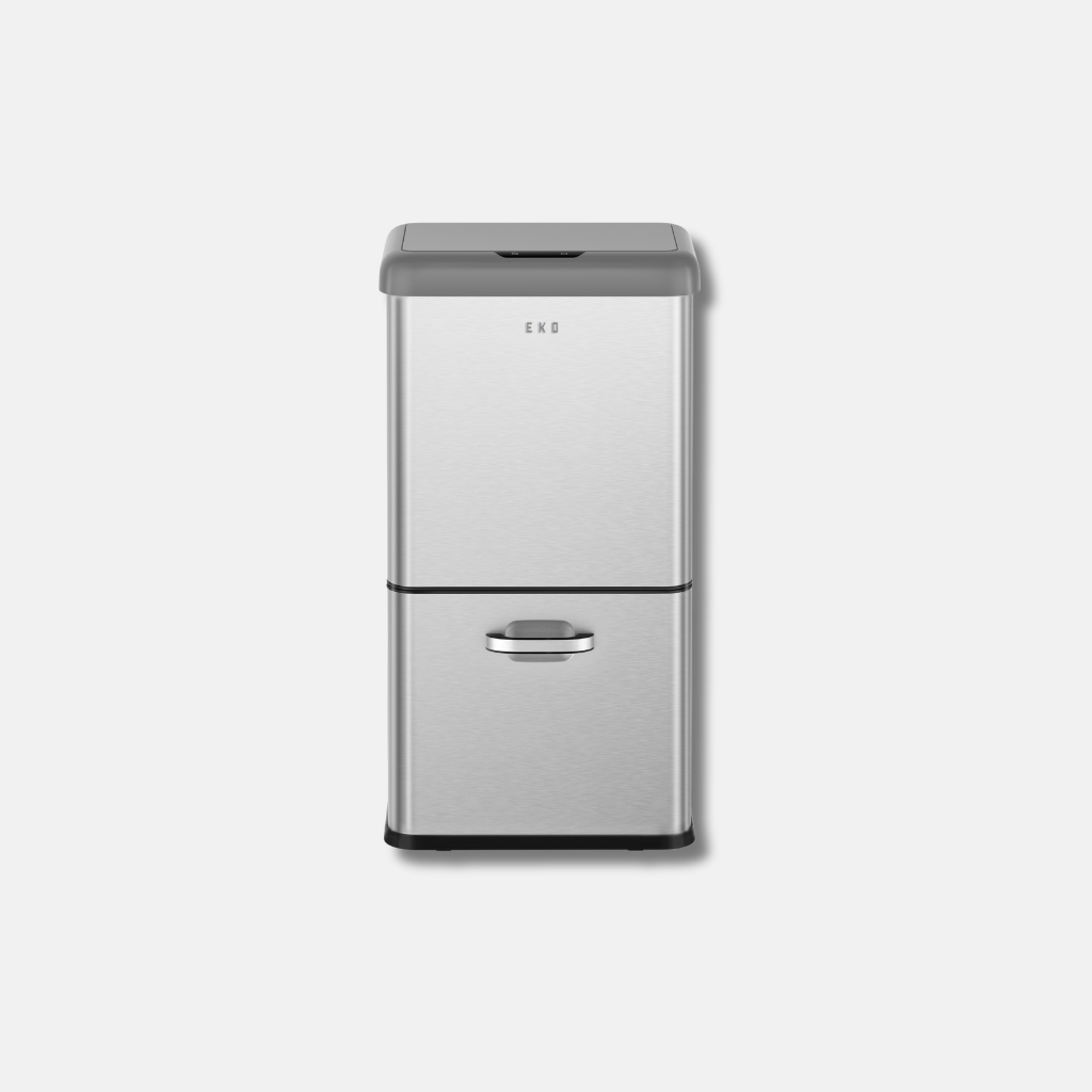 EKO 50L Motion Sensor Drawer Trash Bin | Soft Close Lid Dual Compartment Fingerprint-Resistant | EK9336MMT-32L+18L