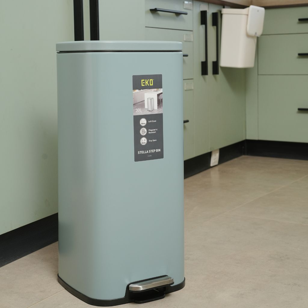 EKO Stella 30L Kitchen Step Trash Bin | Soft Close Lid Fingerprint-Resistant SUS Rust-Proof | EK9384P-30L