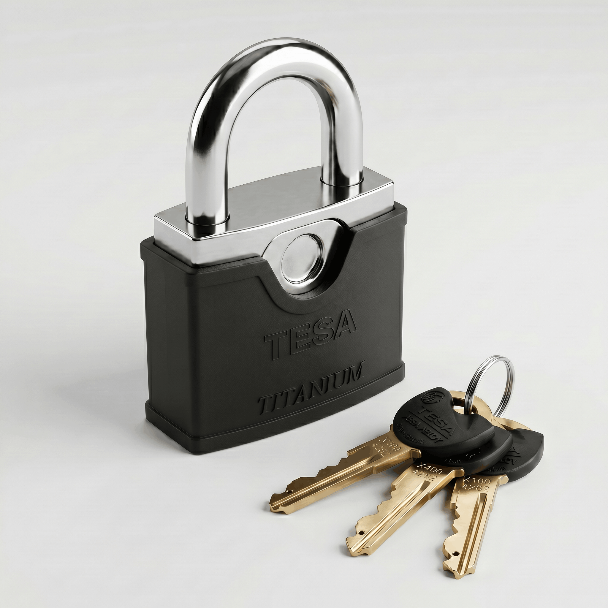 TESA Max-Security Titanium Padlock 80mm | Non-Duplicable TK6 Brass Keys, Anti-Drill Cylinder | CT60
