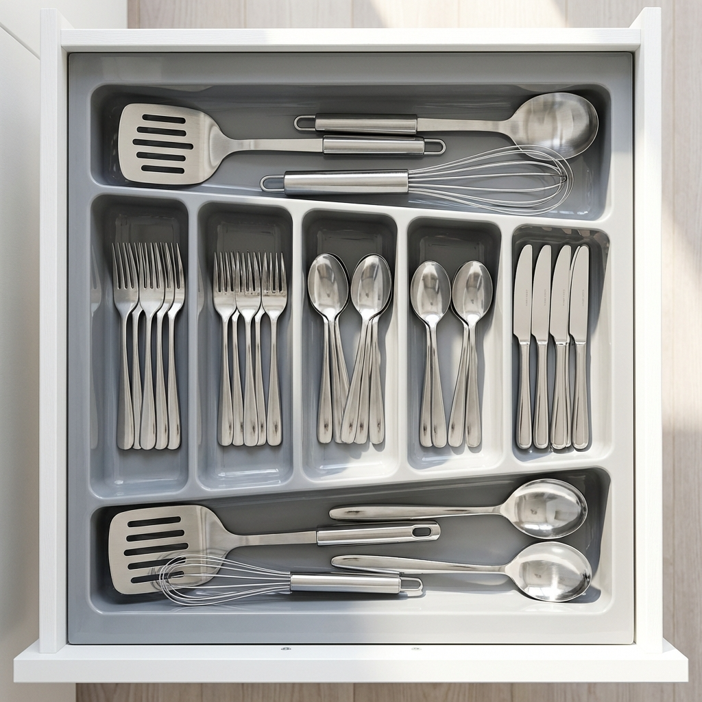 Jasmine Fibre Cutlery Tray Organizer | Non-Crack Heat Resistant Fibre Glossy Grey | LG
