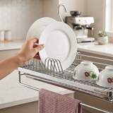 Wellmax Wall Hanging Plate Rack | Heavy Duty with Towel Bar | CWJ228