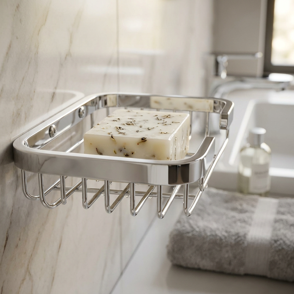 Homex Brass Soap Dish | Wall-Mounted Open-Wire Chrome Finish | BB-101