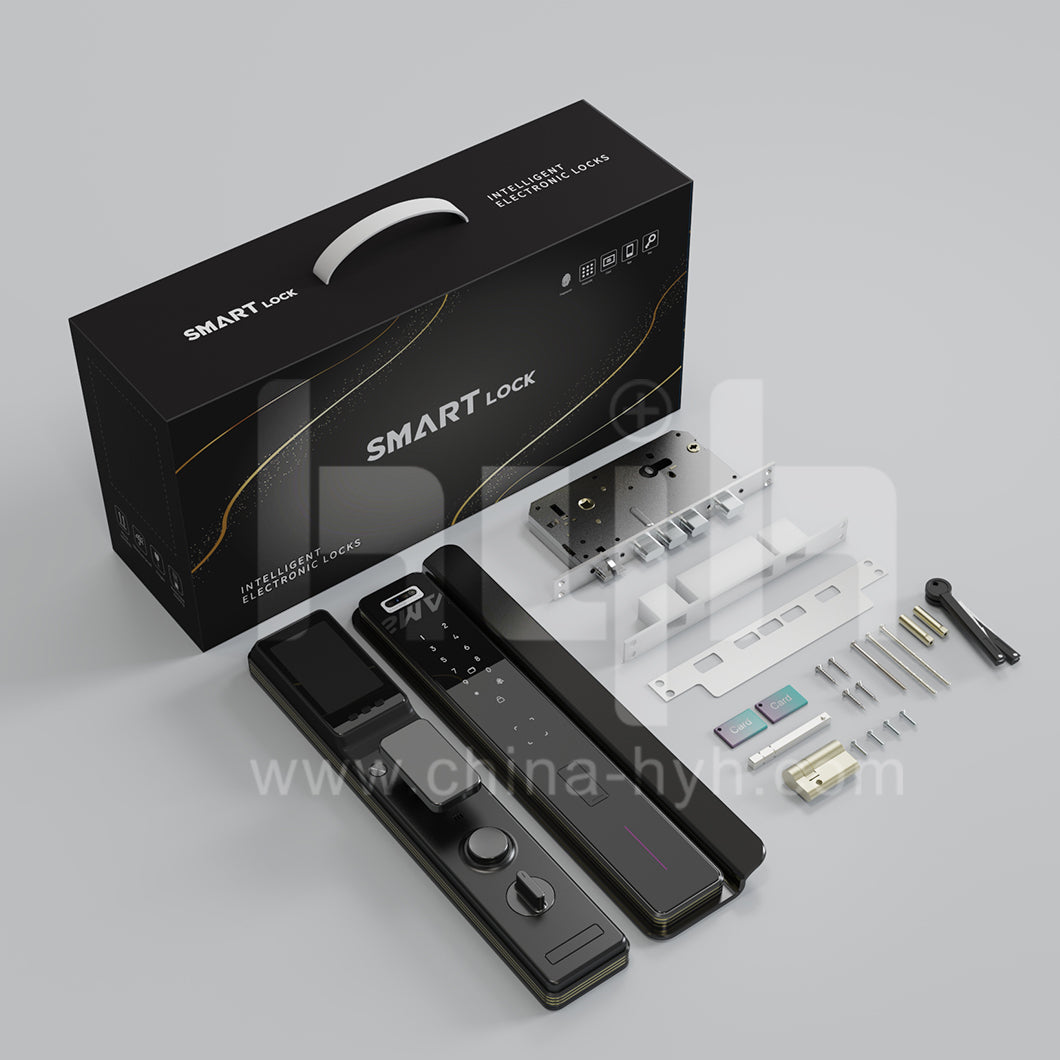 HYH Smart Ultrasonic Biometric Door Lock | Passage Mode Tampered Glass Tuya Wi-Fi | HC-V4