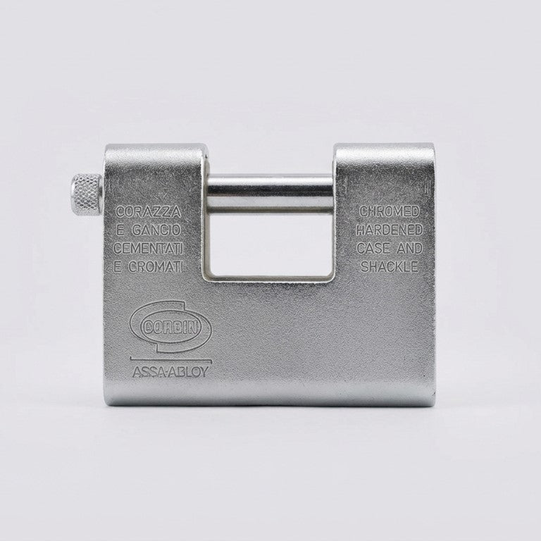Corbin Armoured Shutter Padlock 90mm | Hardened Steel Double Locking Heavy-Duty Armoured Casing