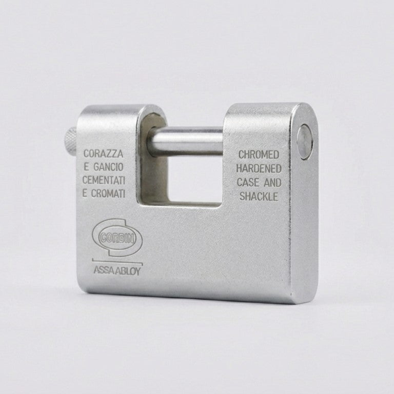 Corbin Armoured Shutter Padlock 90mm | Hardened Steel Double Locking Heavy-Duty Armoured Casing