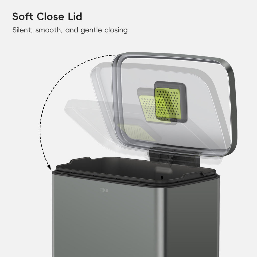 EKO Madison Step Bin 50L Nardo Grey | Stainless Steel Soft-Close Pedal Bin | EK9361P-50L-NGS