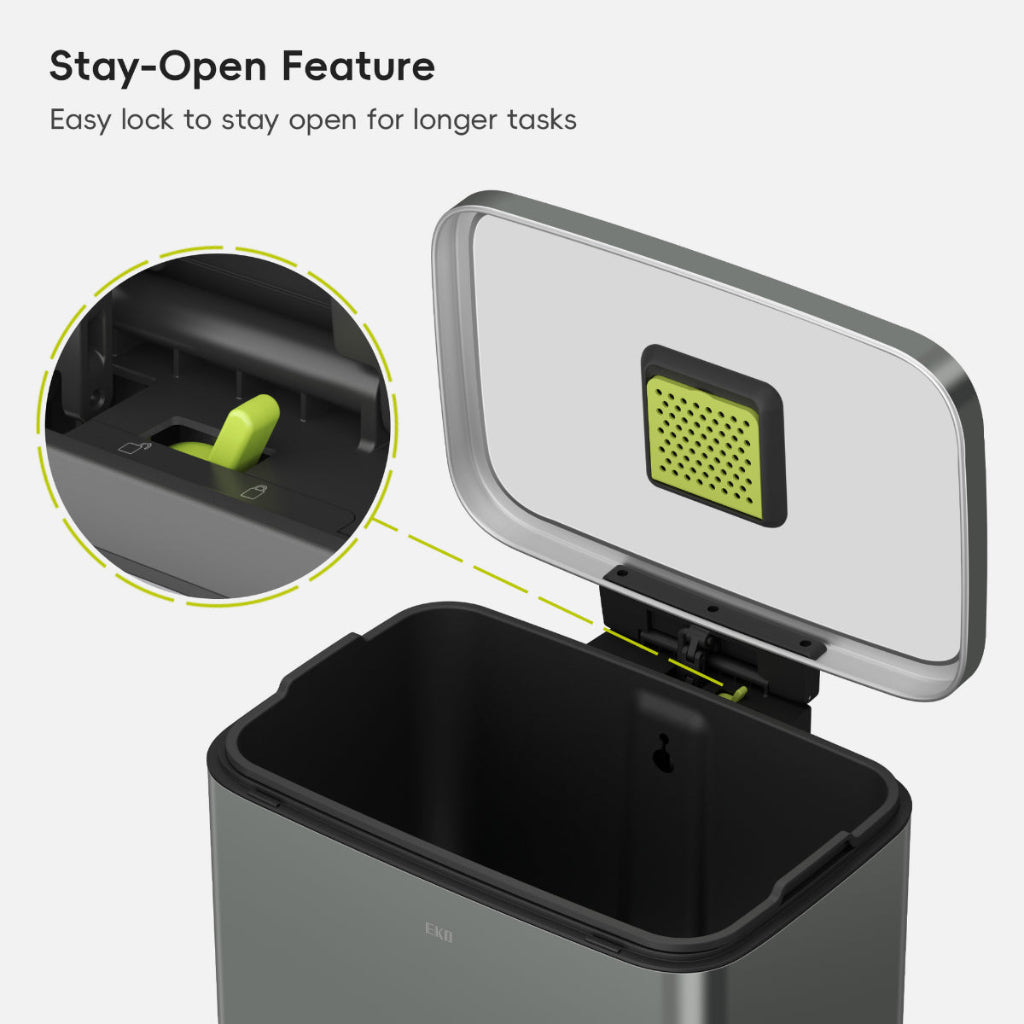 EKO Madison Step Bin 50L Nardo Grey | Stainless Steel Soft-Close Pedal Bin | EK9361P-50L-NGS