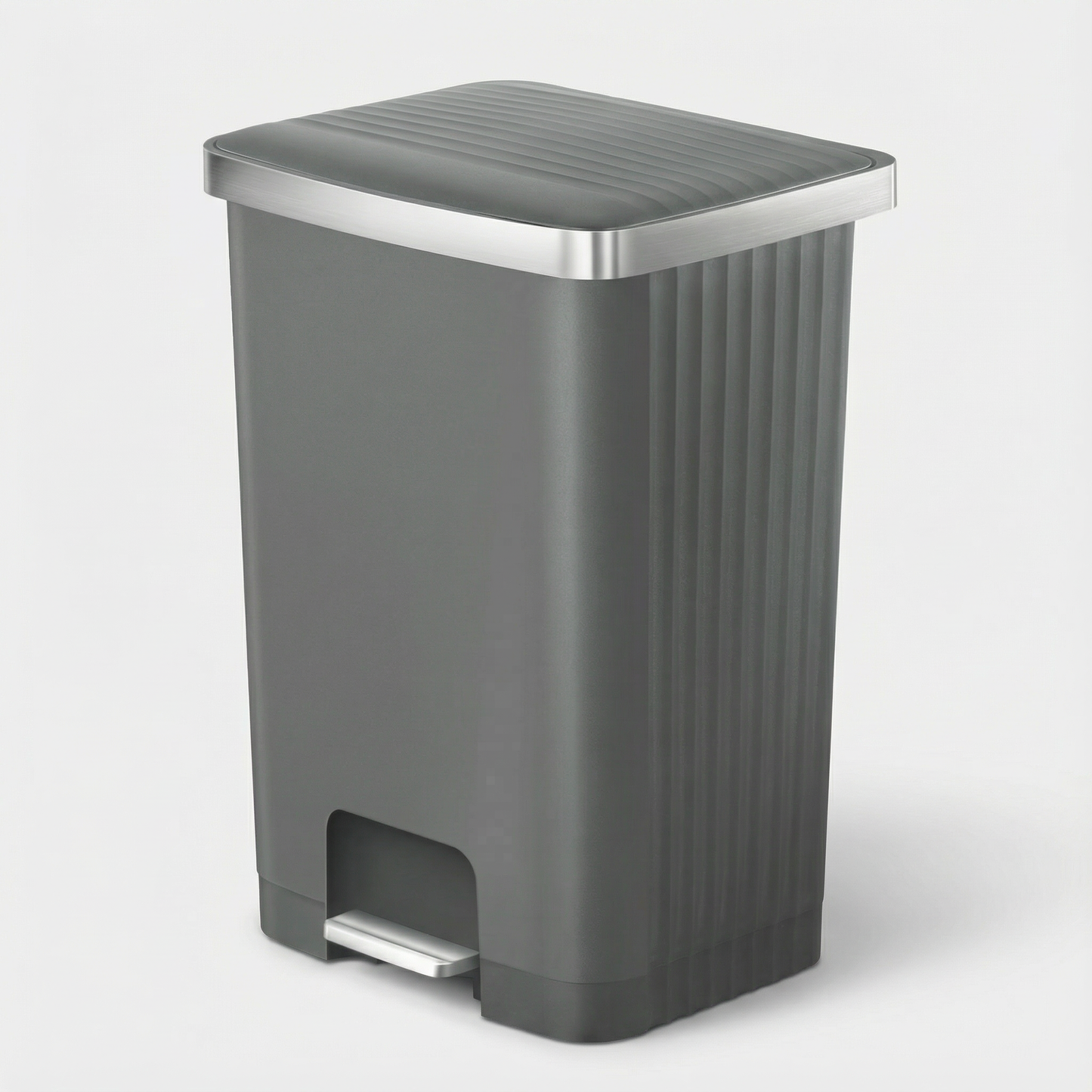 EKO Hana 70L Step Pedal Trash Bin | Soft Close Lid Climate-Proof Polypropylene with Wheels | EK6388-70L-GR