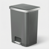 EKO Hana 70L Step Pedal Trash Bin | Soft Close Lid Climate-Proof Polypropylene with Wheels | EK6388-70L-GR