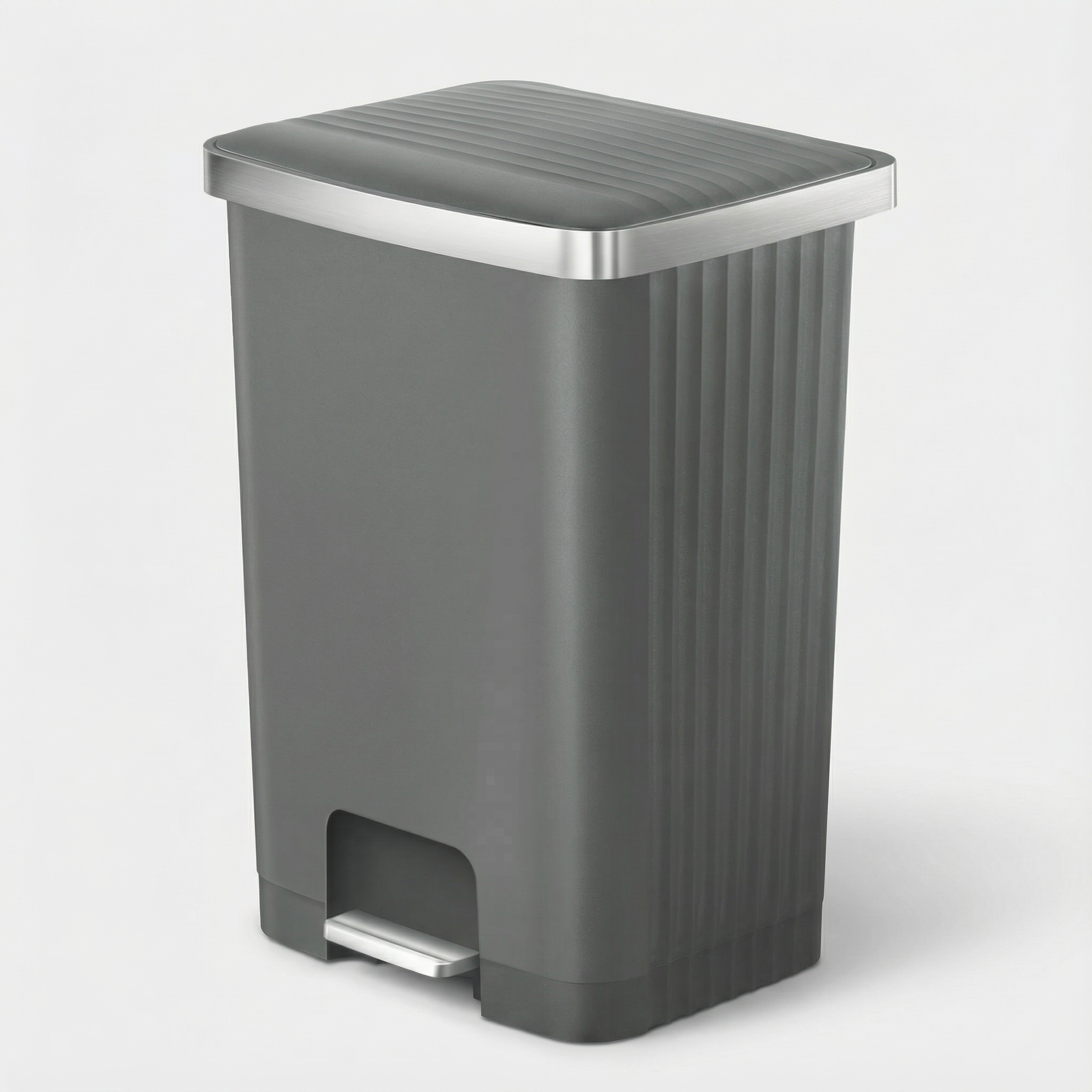 EKO Hana 70L Step Pedal Trash Bin | Soft Close Lid Climate-Proof Polypropylene with Wheels | EK6388-70L-GR