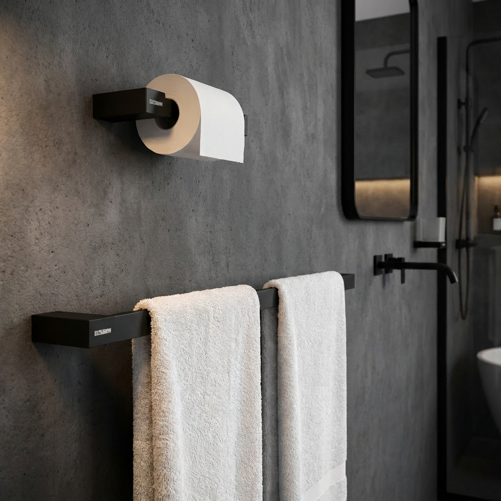 Kingroom Aluminium Black Bathroom Set | Rustproof Anodized Finish | LV74106