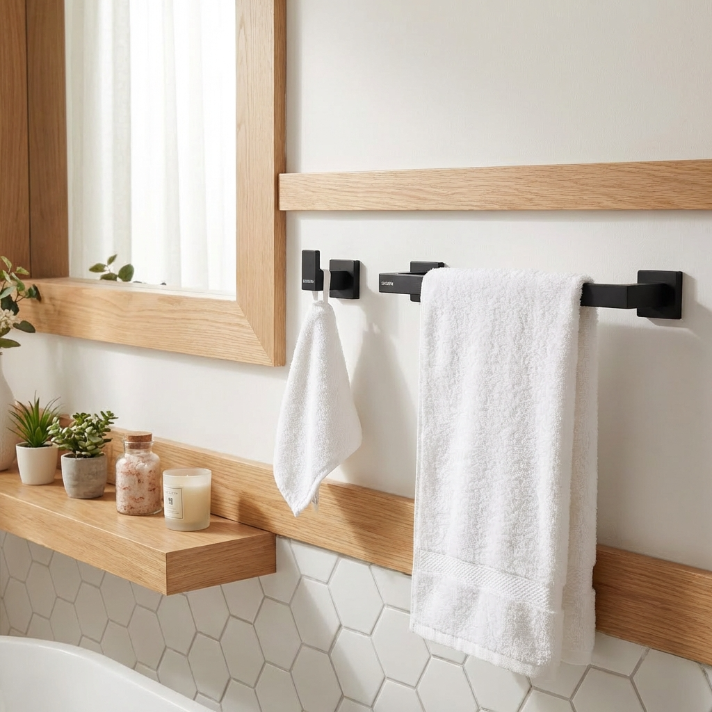 Kingroom Aluminium Black Bathroom Set | Rustproof Anodized Finish | LV74106