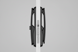 Close-up of a black bike lock on a white background