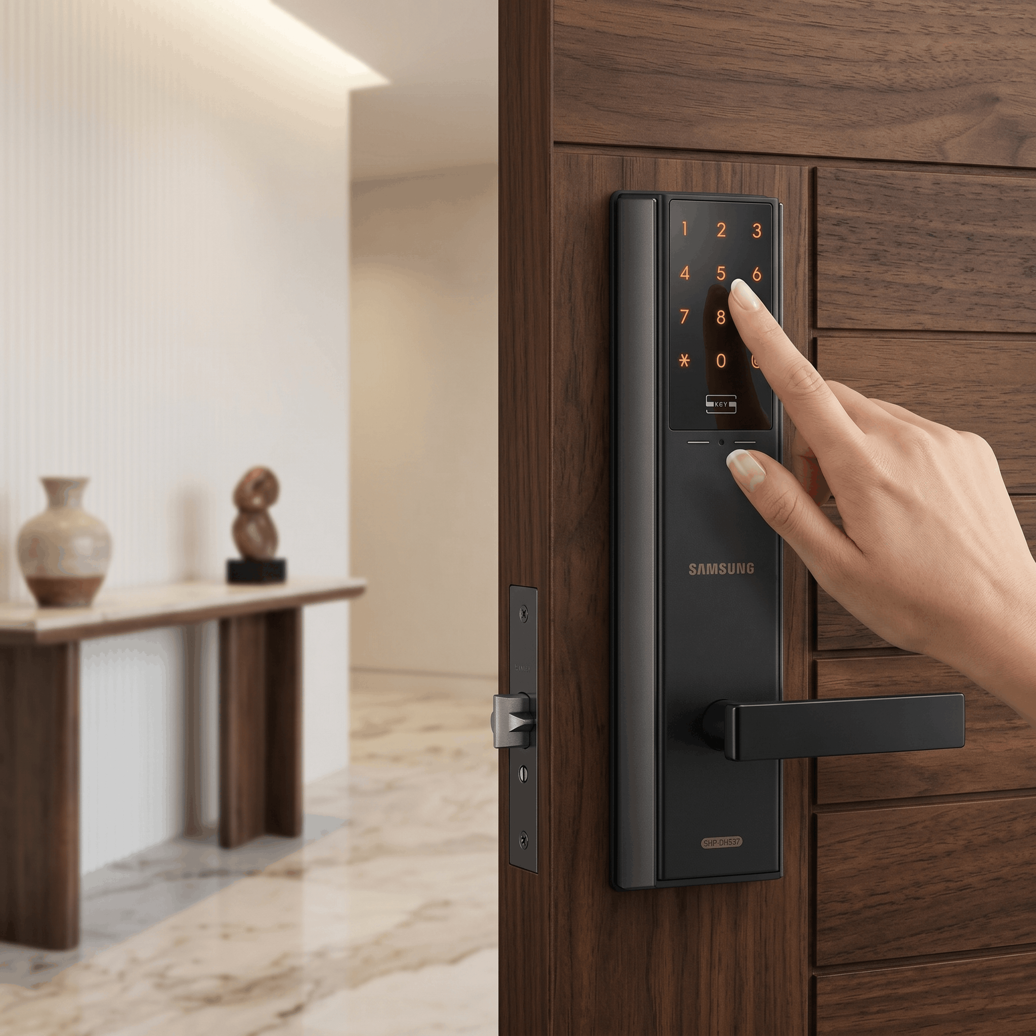 Samsung Smart RFID Passcode Door Lock | Master & User PIN, Bronze Finish | SHP-DH537