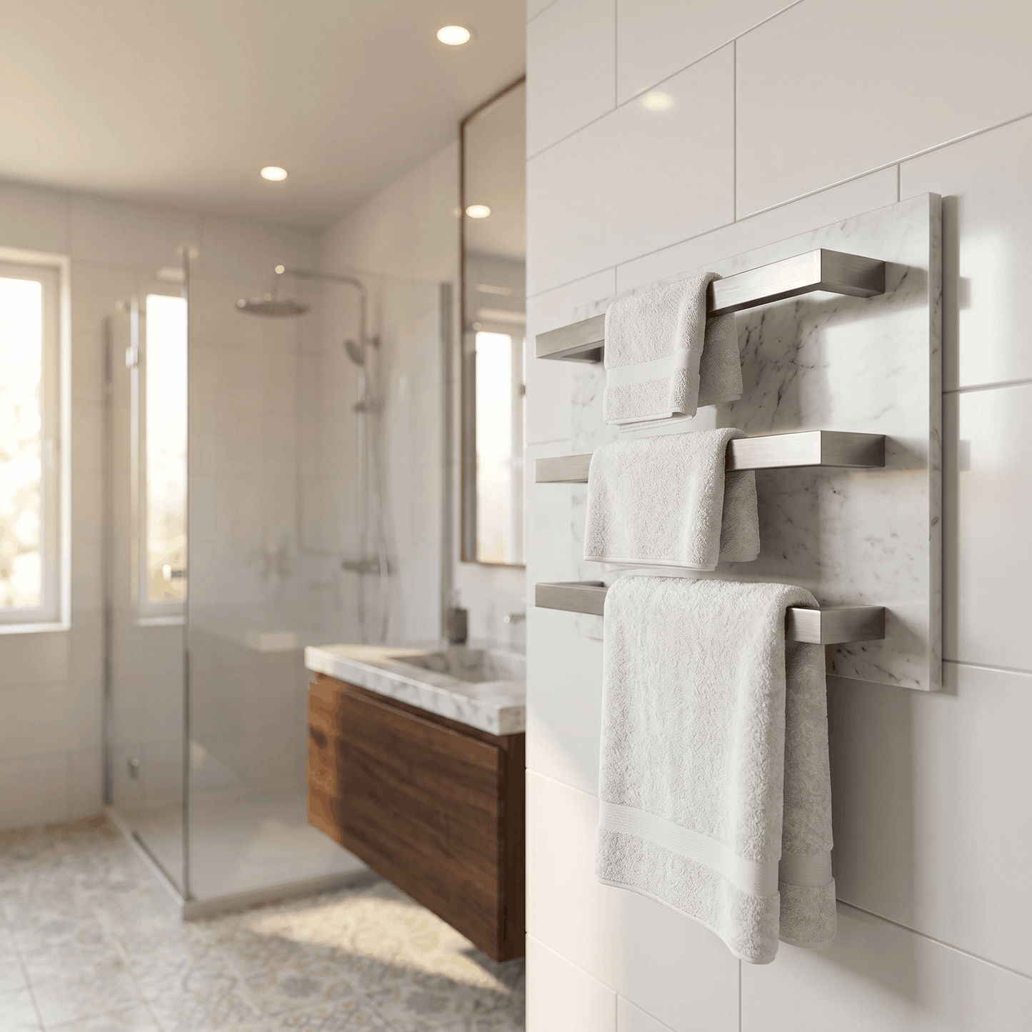 Kingroom Heated 3-Piece Towel Bar – Wall Mount SUS304 Stainless Steel