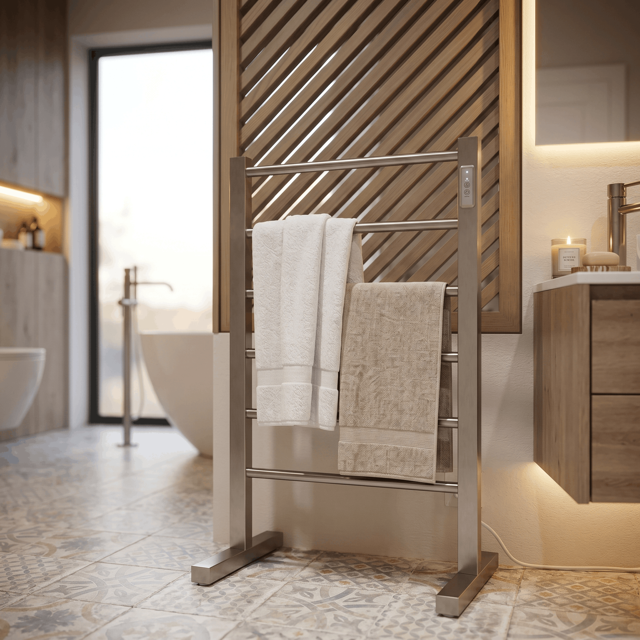 Kingroom Heated Towel Rack – Freestanding Floor Stand SUS304 Stainless Steel (MCE661)