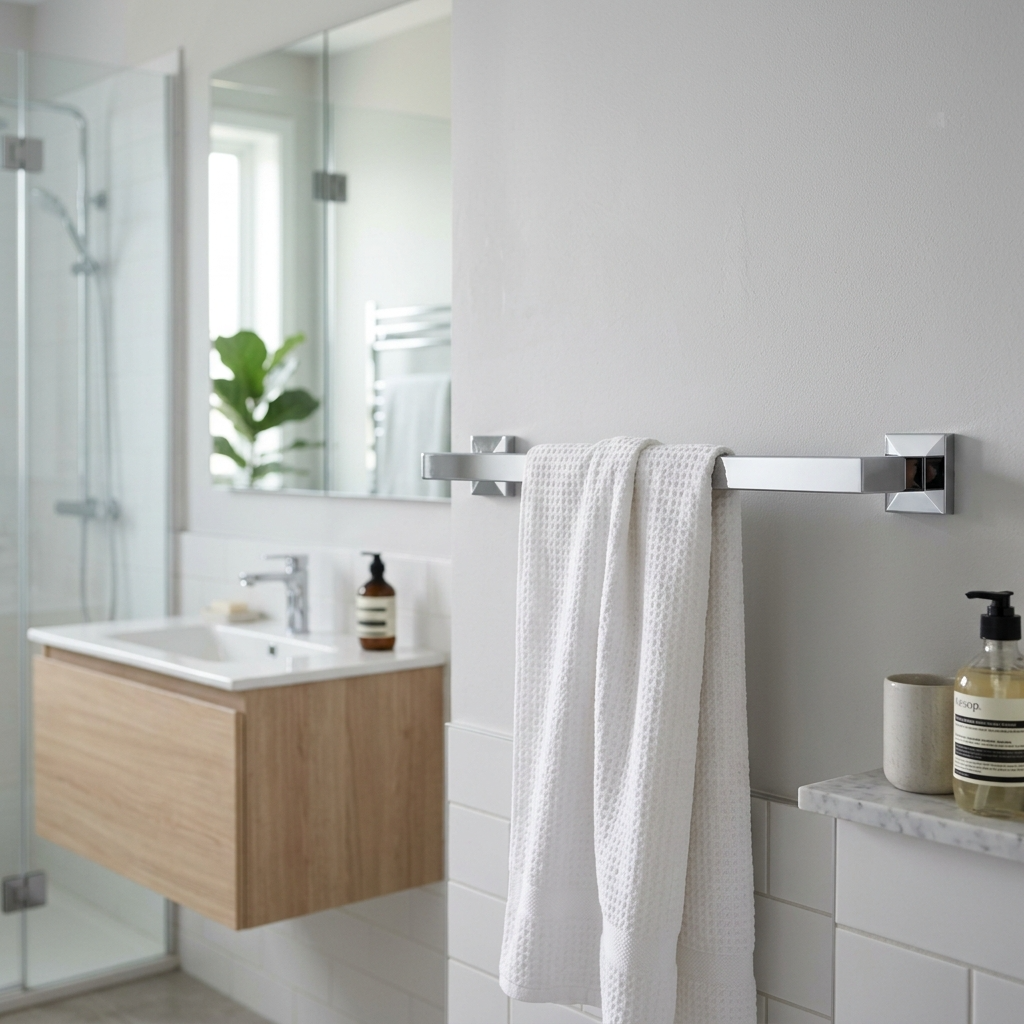 Kingroom Brass Single Towel Bar | Non-Corrosive, Mirror Finish, Rectangular | Kingoom 76024