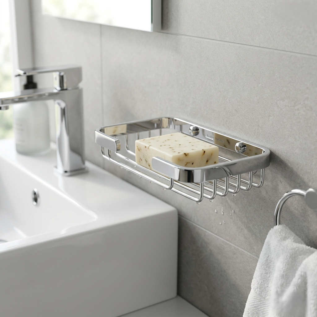 Homex Brass Soap Dish | Wall-Mounted Open-Wire Chrome Finish | BB-101