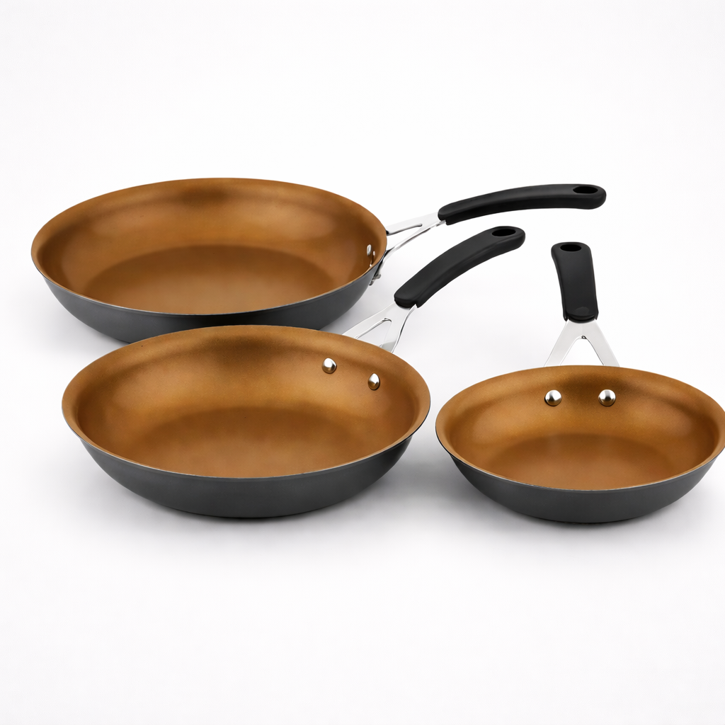 Linkfair Hard Anodized Nonstick Frypan Set | ILAG Coating 3.1mm Aluminum FP-AL-009