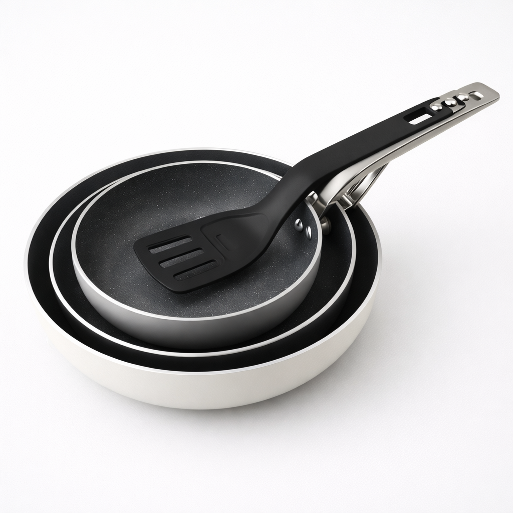 Linkfair 4pc Nonstick Frypan Set | Induction Base Xylan Coating Aluminum | FP-AL-002