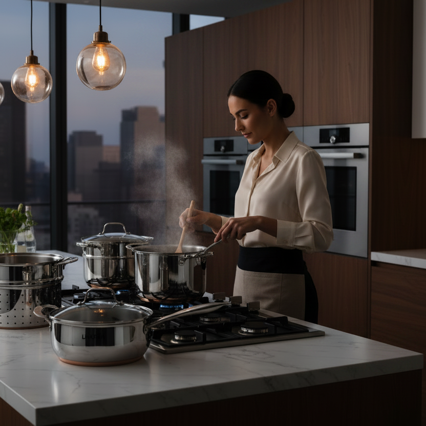 Linkfair 9pc Stainless Steel Cookware Set | 3-Layer Impact Bonded Copper Base | CS-SS-028