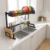 Wellmax Sink Top Plate Rack | Black Stainless Steel Multipurpose Over Sink Organizer | S910-201