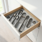 Wellmax Matte Grey Cutlery Tray Organizer | Washable Fibre Drawer Insert for Utensils | K804