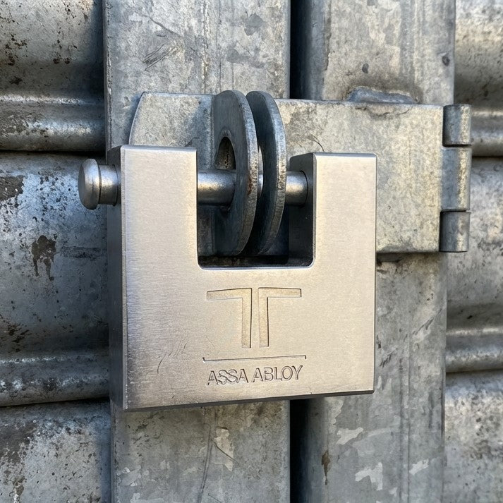 Tesa Armoured Shutter Padlock 90mm | Hardened Steel Anti-Cut Anti-Drill Security | CST60