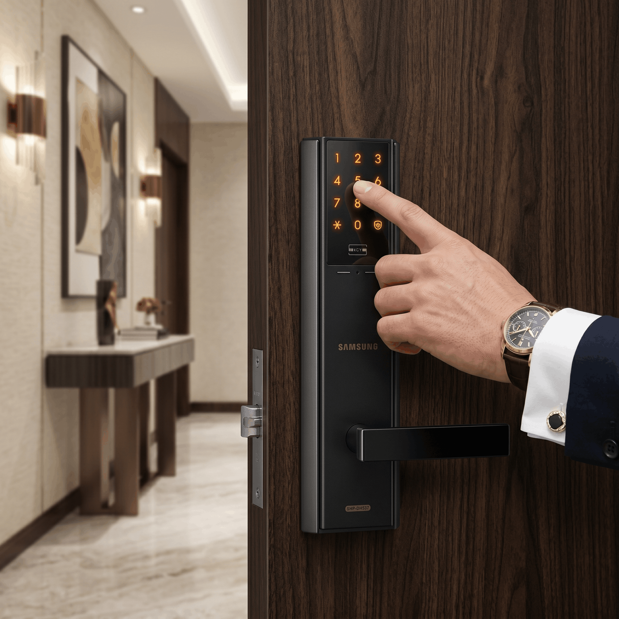 Samsung Smart RFID Passcode Door Lock | Master & User PIN, Bronze Finish | SHP-DH537