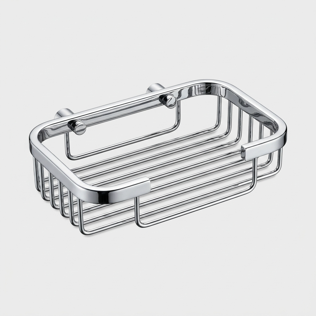 Homex Brass Soap Dish | Wall-Mounted Open-Wire Chrome Finish | BB-101