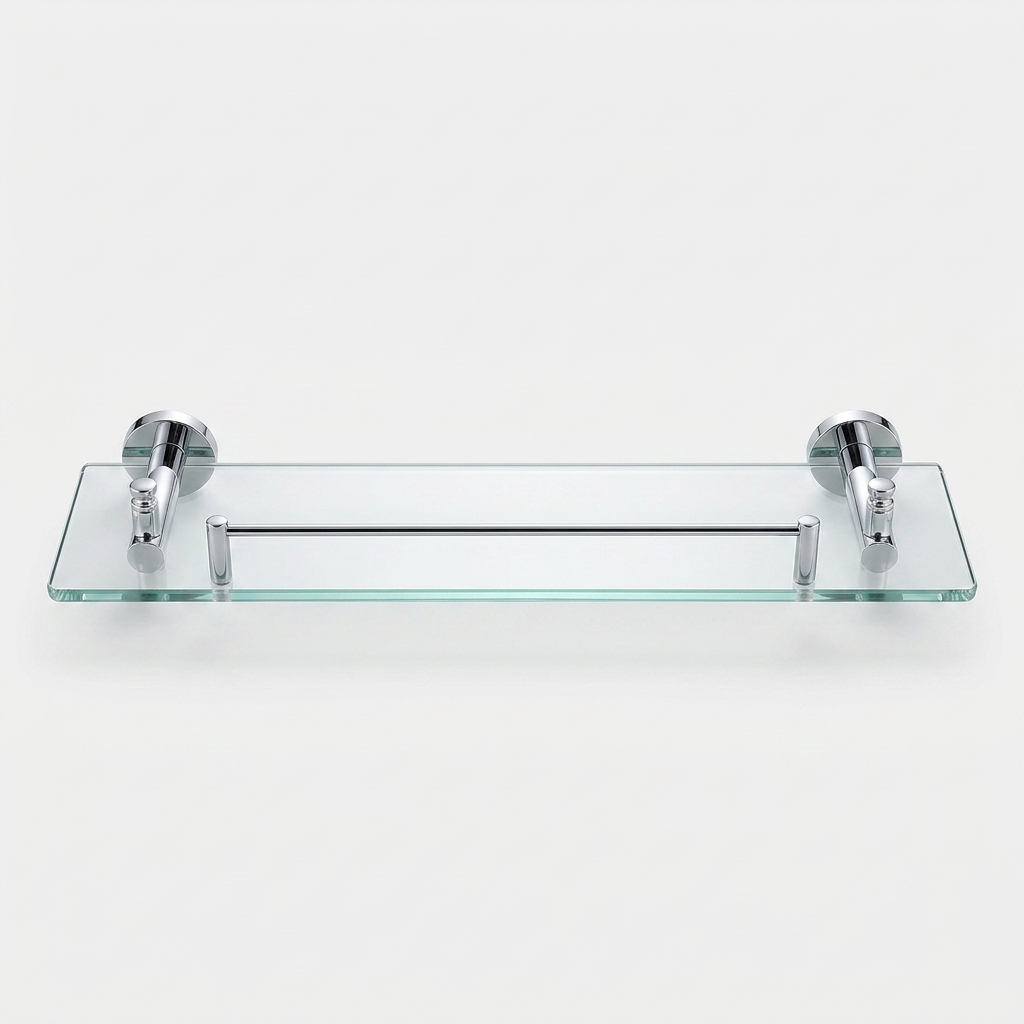 Kingroom Glass Vanity Storage Shelf 24-Inch | Rust Proof Stainless Steel with Tampered Glass | SS-5491