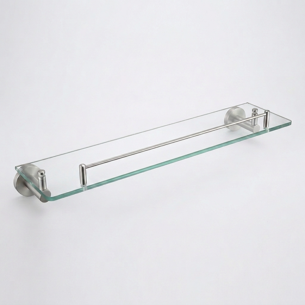 Kingroom Glass Vanity Storage Shelf 24-Inch | Rust Proof Stainless Steel with Tampered Glass | SS-5491
