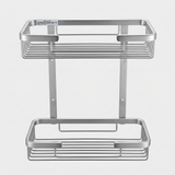Kingroom 2-Layer Bathroom Storage Shelf | Wall-Mounted Aluminium Organizer Basket, Rust-Proof | BB-714