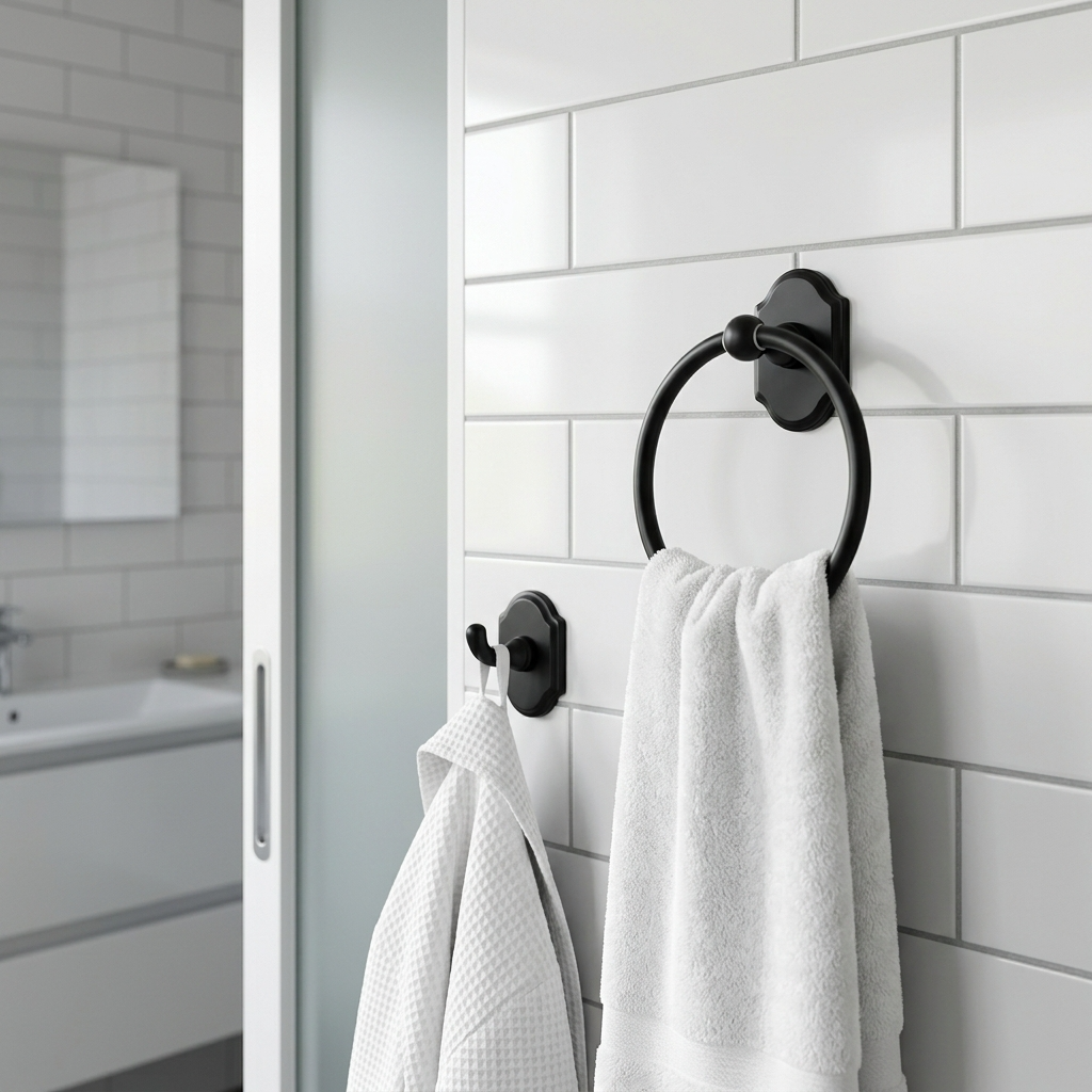 Kingroom Black Bathroom Set 5-Piece | Classical Rust-Free Zinc Alloy | 637700