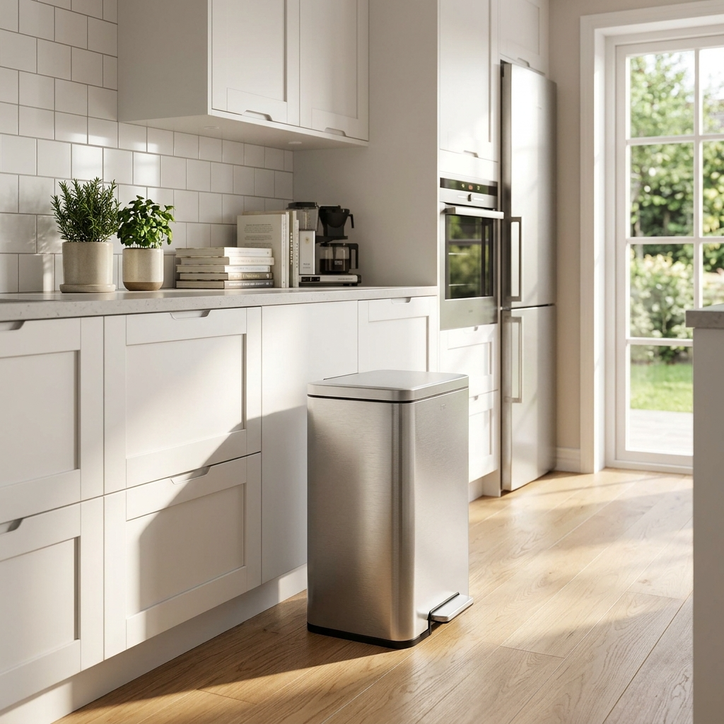 EKO Madison Step Bin 50L – Matt Grey Stainless Steel Soft-Close Pedal Bin (EK9361P-50L-NGS)