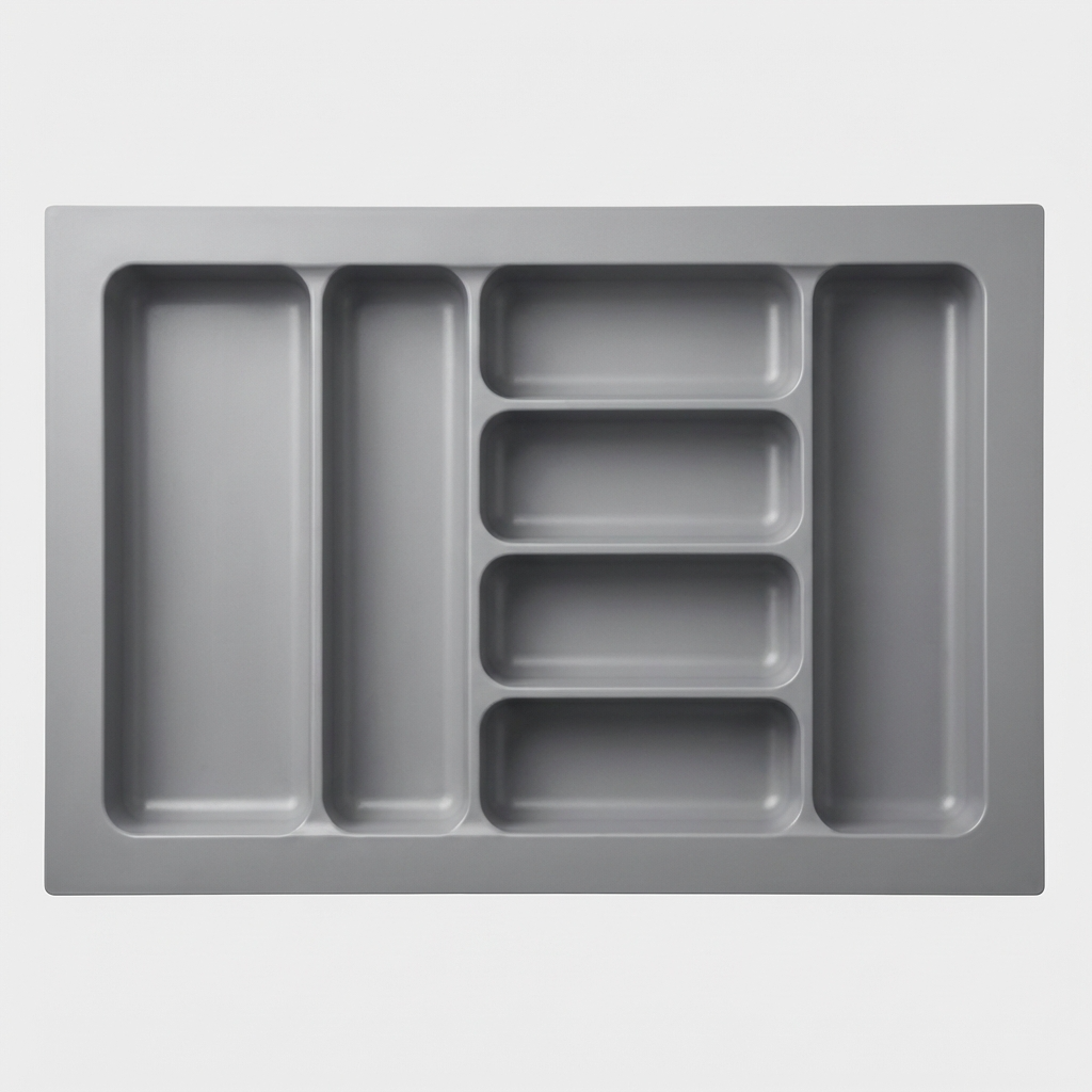 Wellmax Matte Grey Cutlery Tray Organizer | Washable Fibre Drawer Insert for Utensils | K804