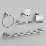 Kingroom Stainless Steel Bathroom Set 6 Piece | Rust-Free SUS304 Modern Design Brush Finish | 9806