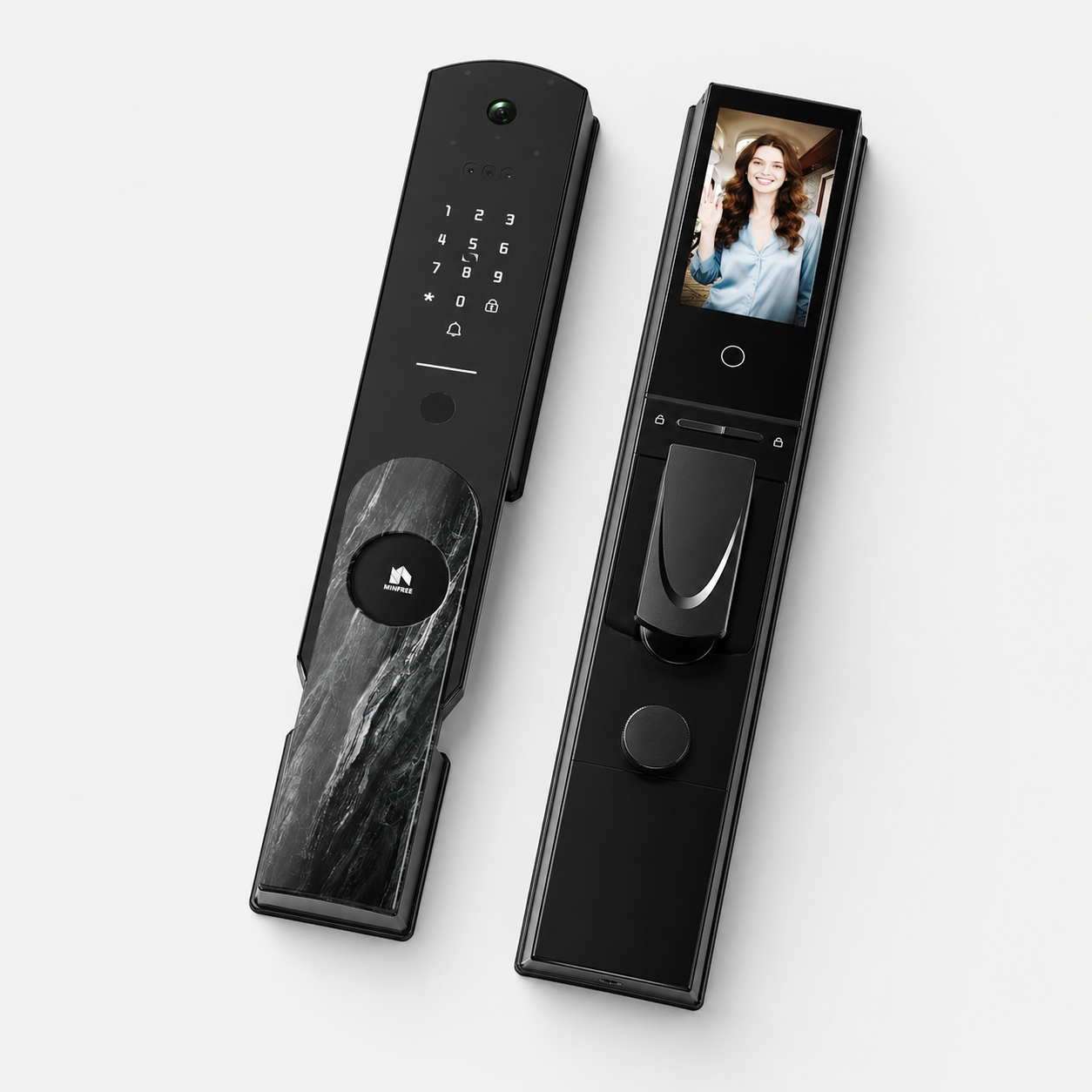 HYH WINFREE Smart Customized 3D Face Door Lock | Palm Vein 2K Glass Display IR Video Wifi Tuya | W-V08