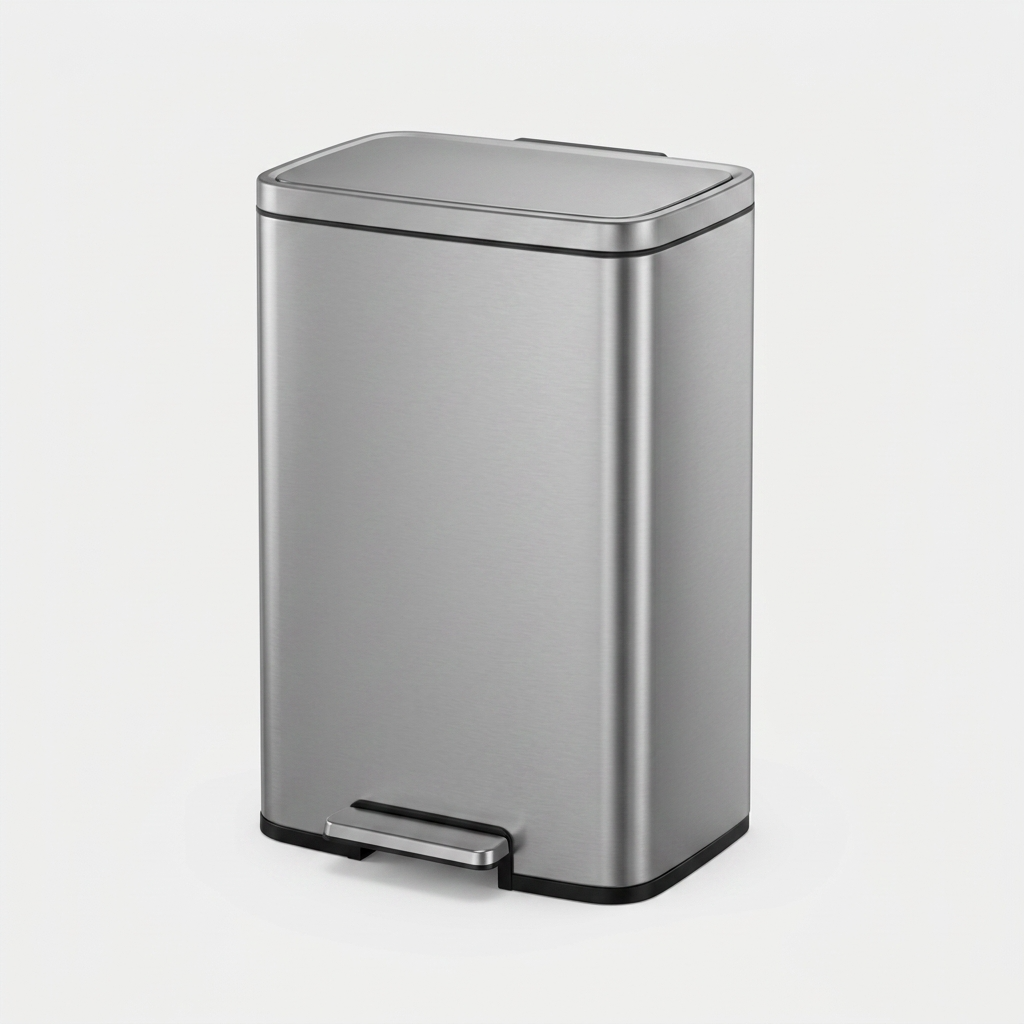 EKO Madison Step Bin 50L – Matt Grey Stainless Steel Soft-Close Pedal Bin (EK9361P-50L-NGS)