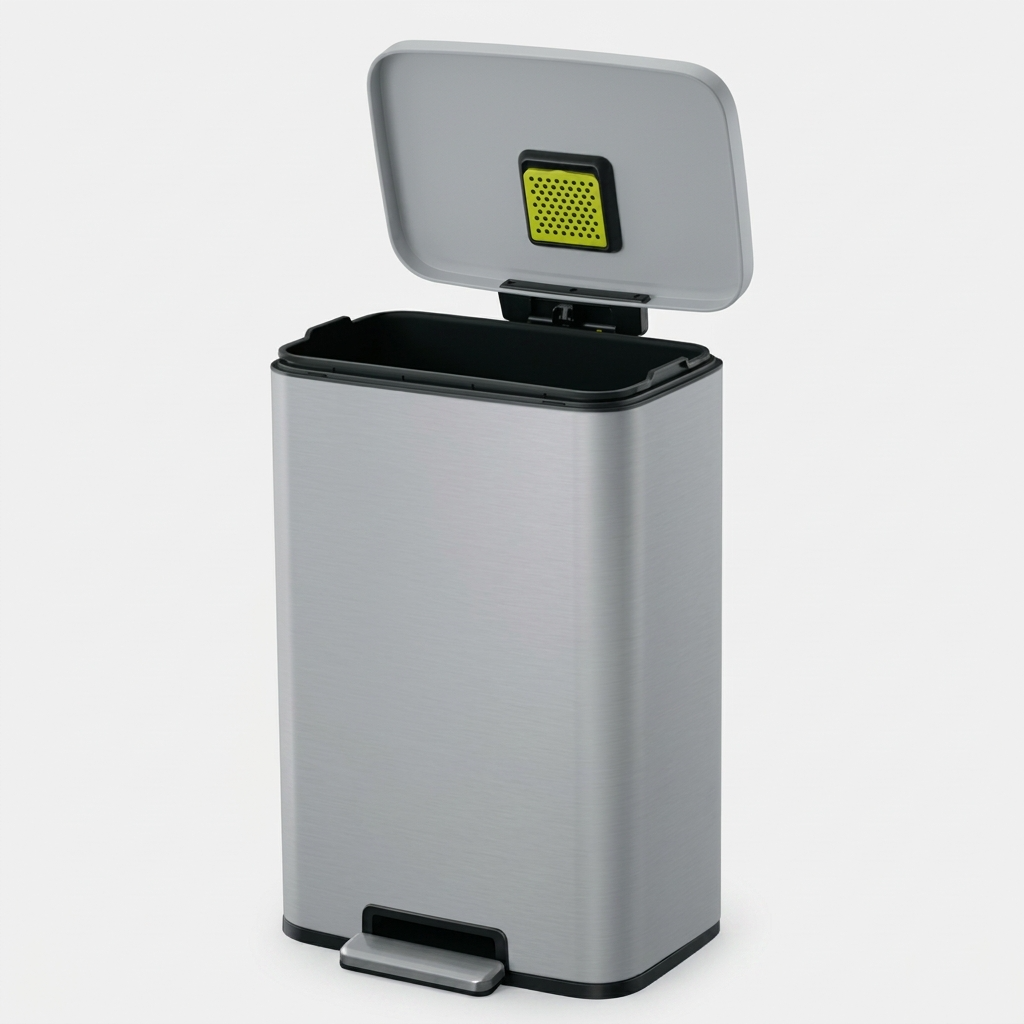 EKO Madison Step Bin 50L – Matt Grey Stainless Steel Soft-Close Pedal Bin (EK9361P-50L-NGS)