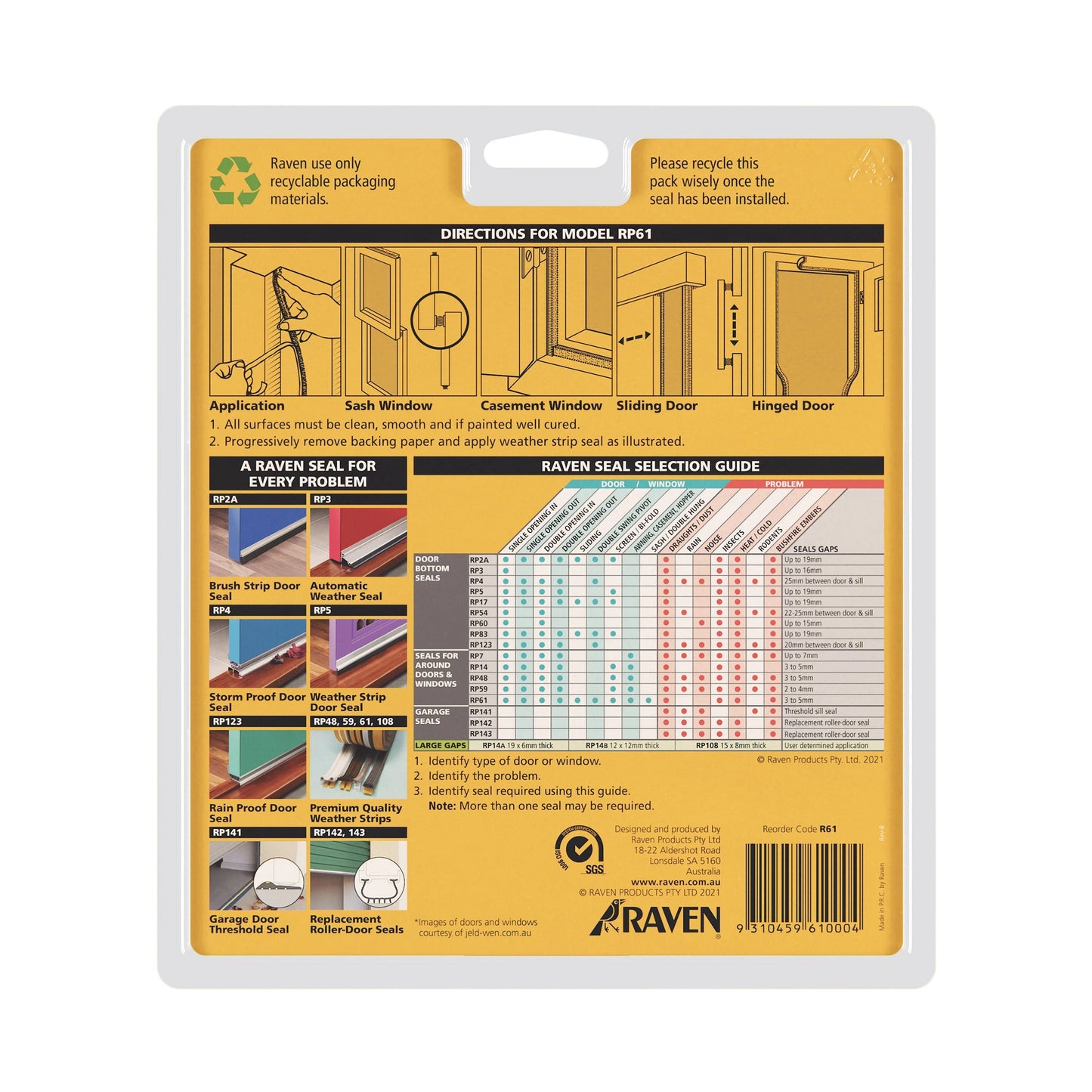 Raven Self-Adhesive Woven Pile Draught Seal | For Sliding Doors & Windows Dust & Sound Proofing | RP61