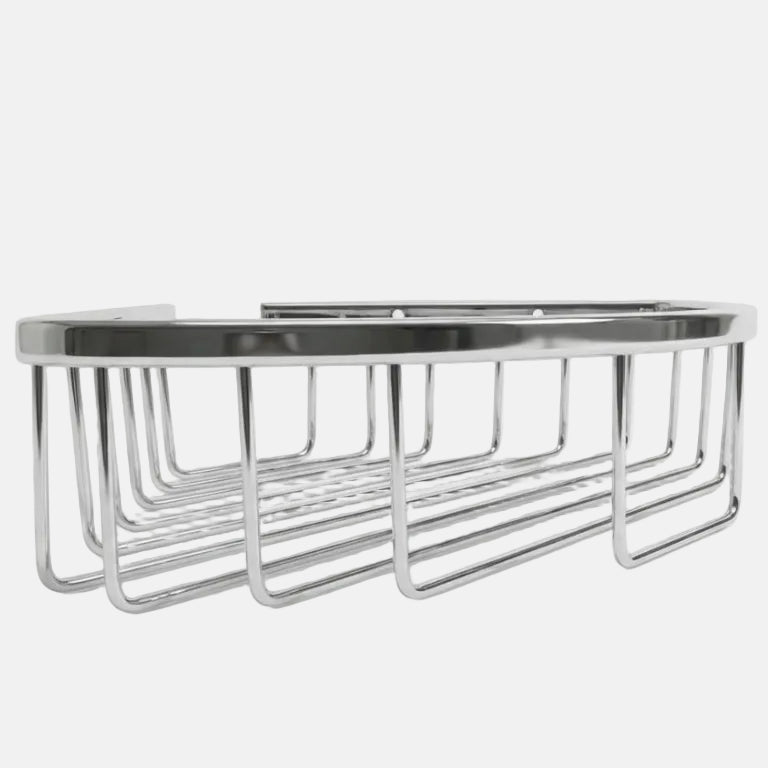 Metallic rectangular basket on a white background