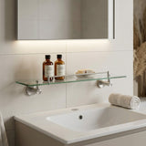 Kingroom Glass Vanity Storage Shelf 24-Inch | Rust Proof Stainless Steel with Tampered Glass | SS-5491